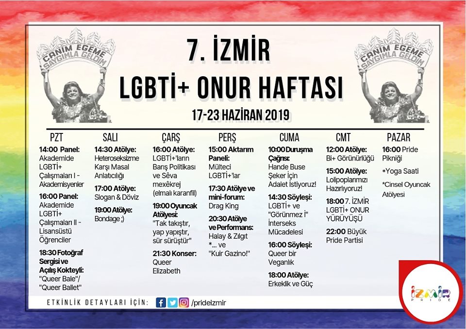 İzmir Onur Haftası’nın programı belli oldu! Kaos GL - LGBTİ+ Haber Portalı